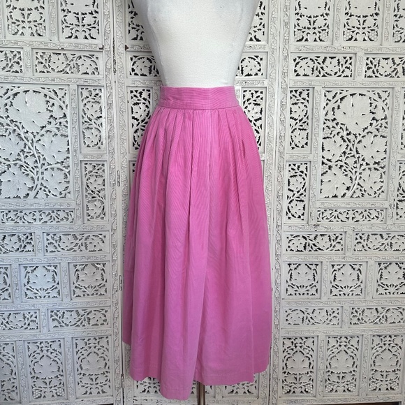 The Woolrich Woman Pink Micro Corduroy Pleated Retro Midi Skirt Sz XS - Picture 1 of 8